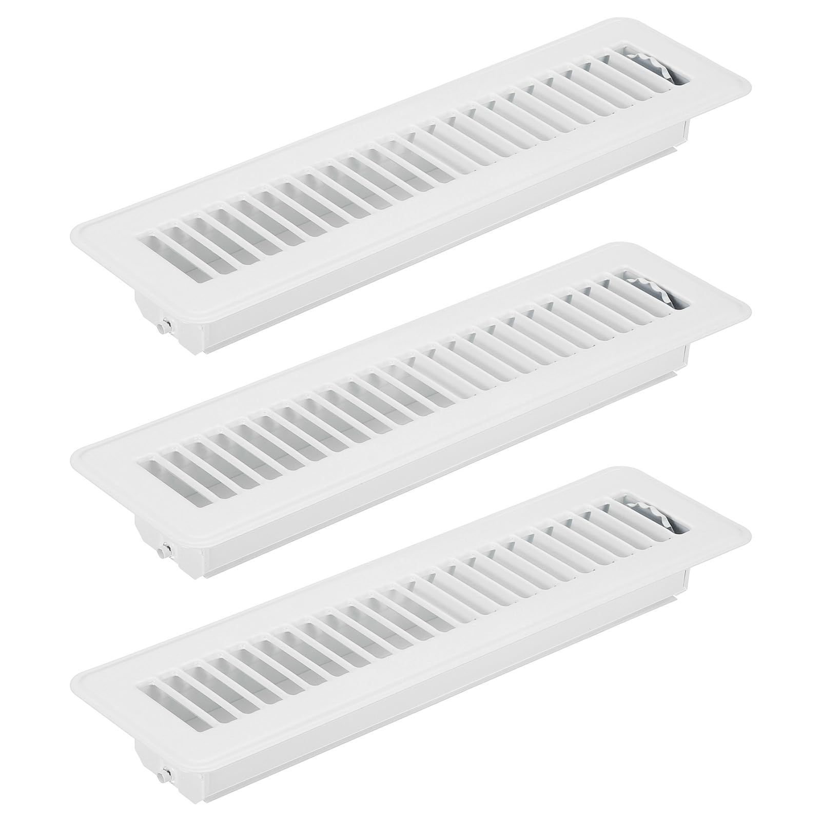 PATIKIL 12 x 2 Inch Floor Register, 3pcs Heavy Duty Air Vent Cover Steel Adjustable Decor Vents Easy Adjust Floor Grates for Sidewall Home Office, White