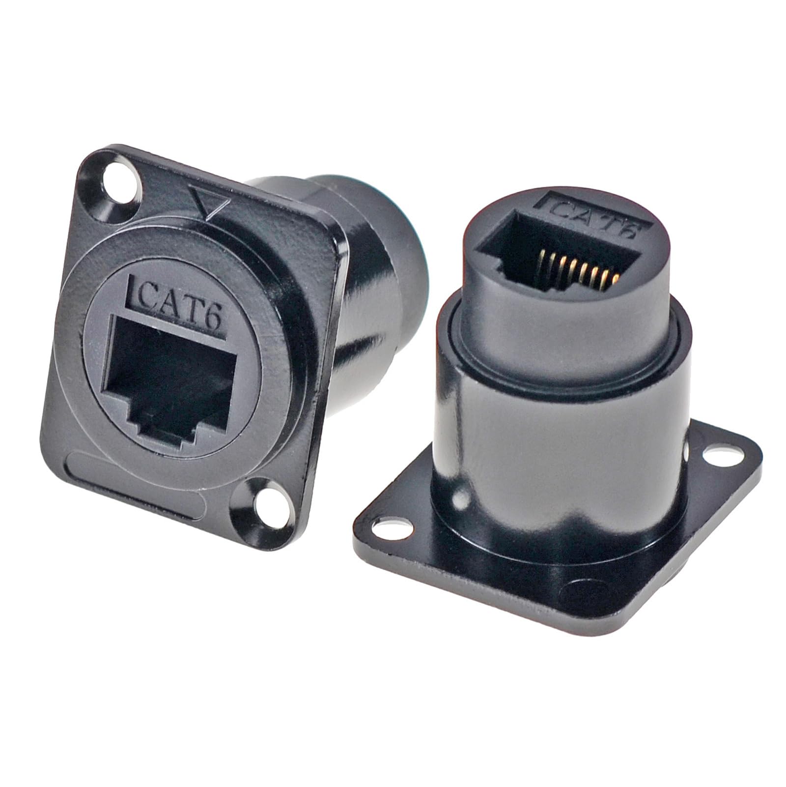 HangTon 5pack RJ45 Waterproof Coupler Connector Panel Socket Bulkhead Feed Through, Cat6 Ethernet Network, D-type Inline Cable Female to Female Extension