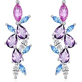 Colored Gemstone Dangle Earrings for Women 925 Sterling Silver Statement Earrings for Her Ladies