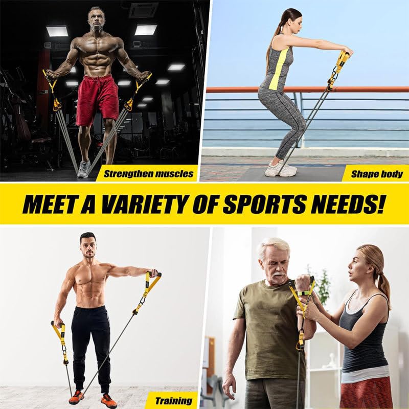 Beauenty Heavy Resistance Bands for Working Out,300LBS Exercise Bands with Handles, Theraband Stretch Bands for Exercise, Resistance Band Set for Strength Training, Yoga & Home Gym Equipment