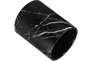 Abaodam Marbling Garbage Can 12l Black Plastic Waste Bin Double-Layer Trash Basket for Kitchen Bathroom