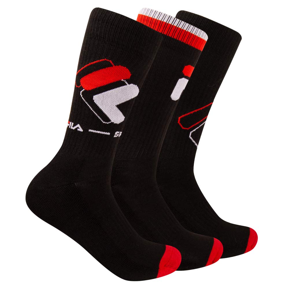 Fila Men's 3Pack Heritage New Logo Crew Socks (Black) Amazon.in