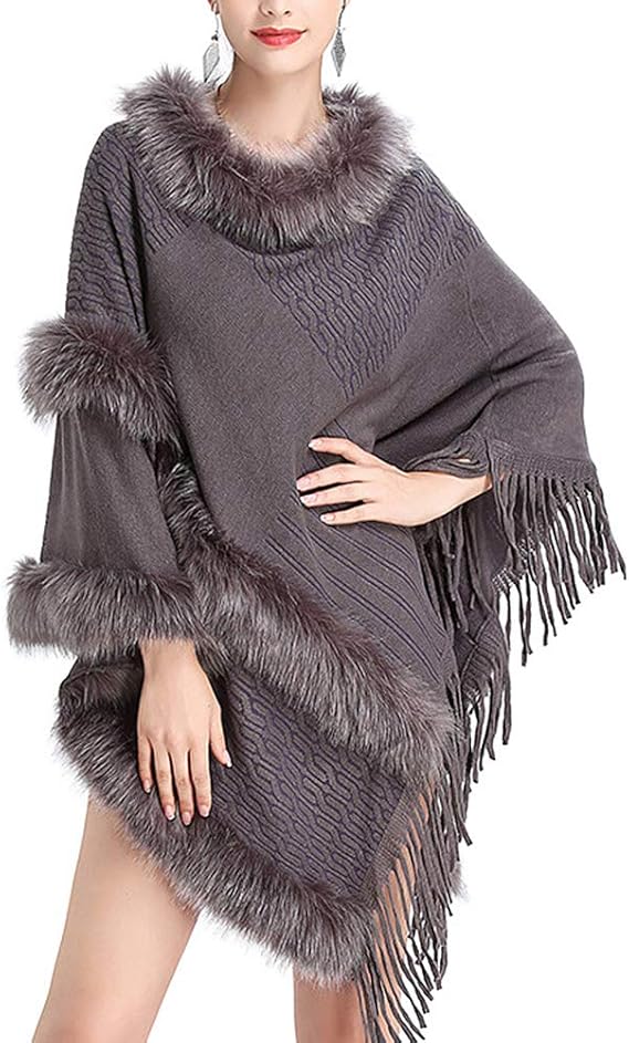 Amazon アンミダ Anmida ファーコート 秋冬 ポンチョ コート フェイクファー マント ケープコート ファーポンチョ コート ケープ ポンチョ レディース 秋冬 コート ジャケット 通販
