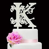 Jimhamhug Letter K Cake Topper, Silver Acrylic Letter K Cake Topper for Wedding/Bridal Shower/Engagement/Birthday Party Decorations