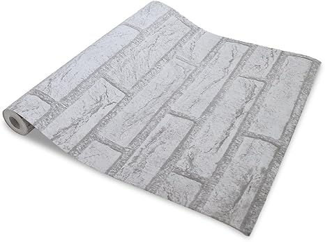 Amazon Co Jp Wiberta 壁紙シール ウォールステッカー レンガ柄 はがせるタイプ 45cm 10m スクレーパー 貼り方説明書付き ホワイト ホーム キッチン