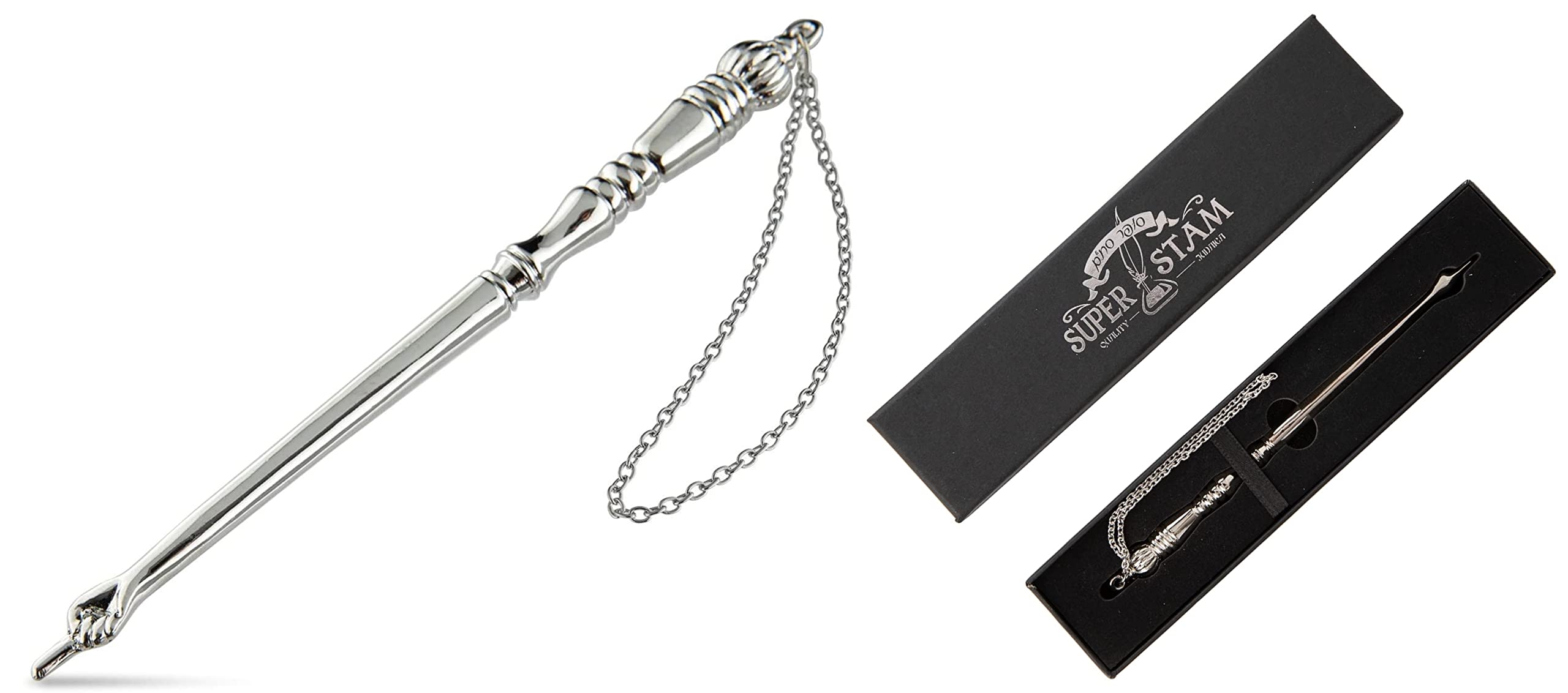 Torah Book Pointer Yad Hand Pointer Silver Finish with a 20cm Bead Charm. (13 cm)
