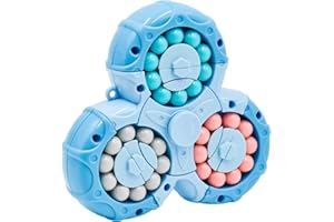 MEIEST Rotating Magic Bean Cube Spinner,2 in 1 Funny Beads Puzzle Educational Toys,Fidget Hand Sensory Toy,Ideal Party FavorOffice Desk Toys