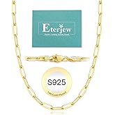 Eterjew 3mm 4mm 5mm 14K Plated Gold and 925 Sterling Silver Paperclip Chain Necklace for Women, Women's Paperclip Chain Necklace, World's Top Craftsmanship Necklace for Women 16 18 20 22 24 26 Inches
