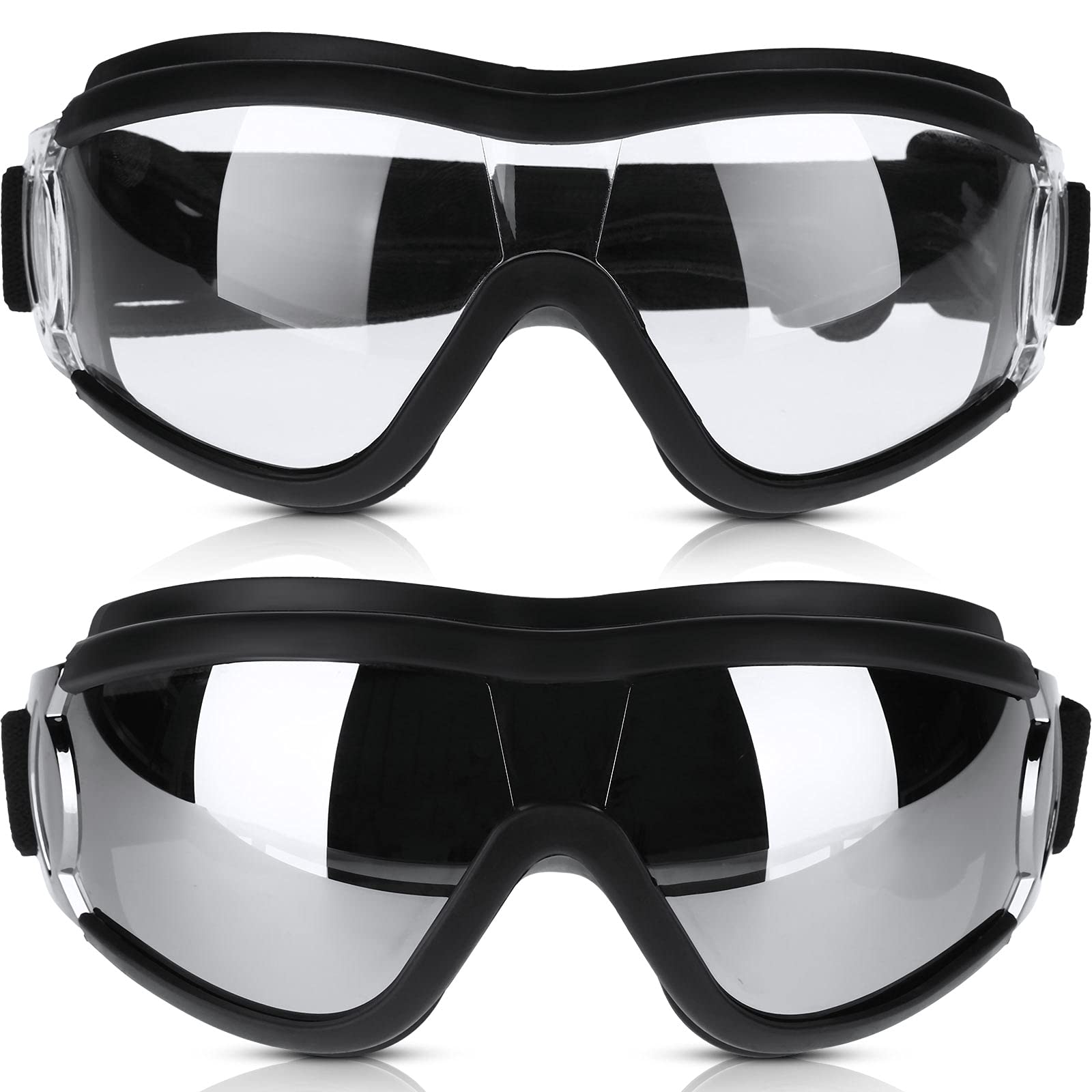 Photo 1 of 2 Pieces Dog Goggles Sunglasses Snowproof Windproof Glasses Pet Goggles for Travel Skiing Anti-Fog Dog with Adjustable Strap