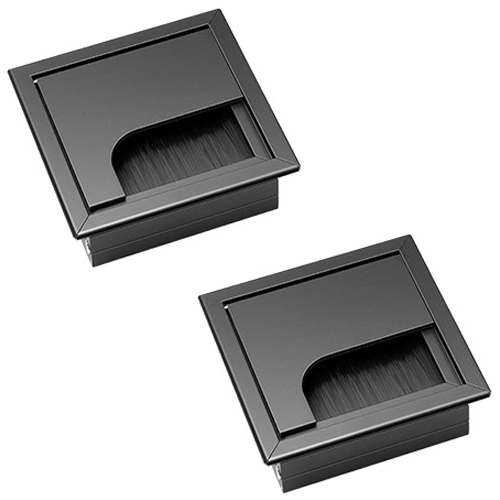 Cable Grommet Desk Duct Desk Duct - 2 Pieces 80 mm x 80 mm Aluminium Alloy with Brush Seal for Desks Office