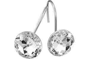 MitoVilla Silver Shower Curtain Hooks Rings, White Metal Shower Hooks for Shower Curtain Liner, Rust Proof Shower Rings for Curtain Accessories and Bathroom Shower Rod, 12 Pack Bathroom Set