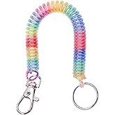 Mini Skater 7 inch Retractable Spiral Spring Coil Keychain Theftproof Anti-Lost Stretch Cord with Metal Lobster Clasp for Keys Wallet Cellphone and Other Important Item,1Pcs (Colorful)