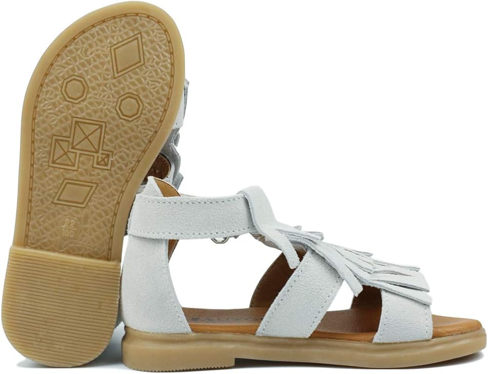  | Muy Guay Girls Sandals Genuine Leather Toddler Girls Sandals Tassels Summer Flats Walking Shoes with Non Slip Rubber Sole | Sandals