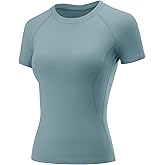 LOMON Womens Workout Tops Short Sleeve Raglan Athletic Shirts Yoga Gym Crewneck Quick Dry Tshirts