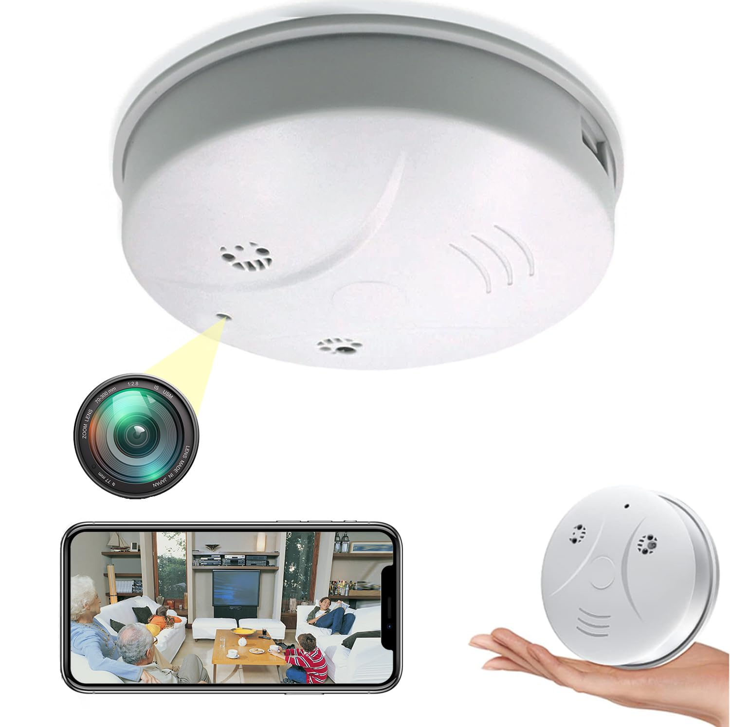 braosusner Hidden Camera Smoke Detector WiFi HD 1080P Spy Camera Wireless Small Nanny Cam for Home Surveillance Security Cameras Indoor/Outdoor Wireless