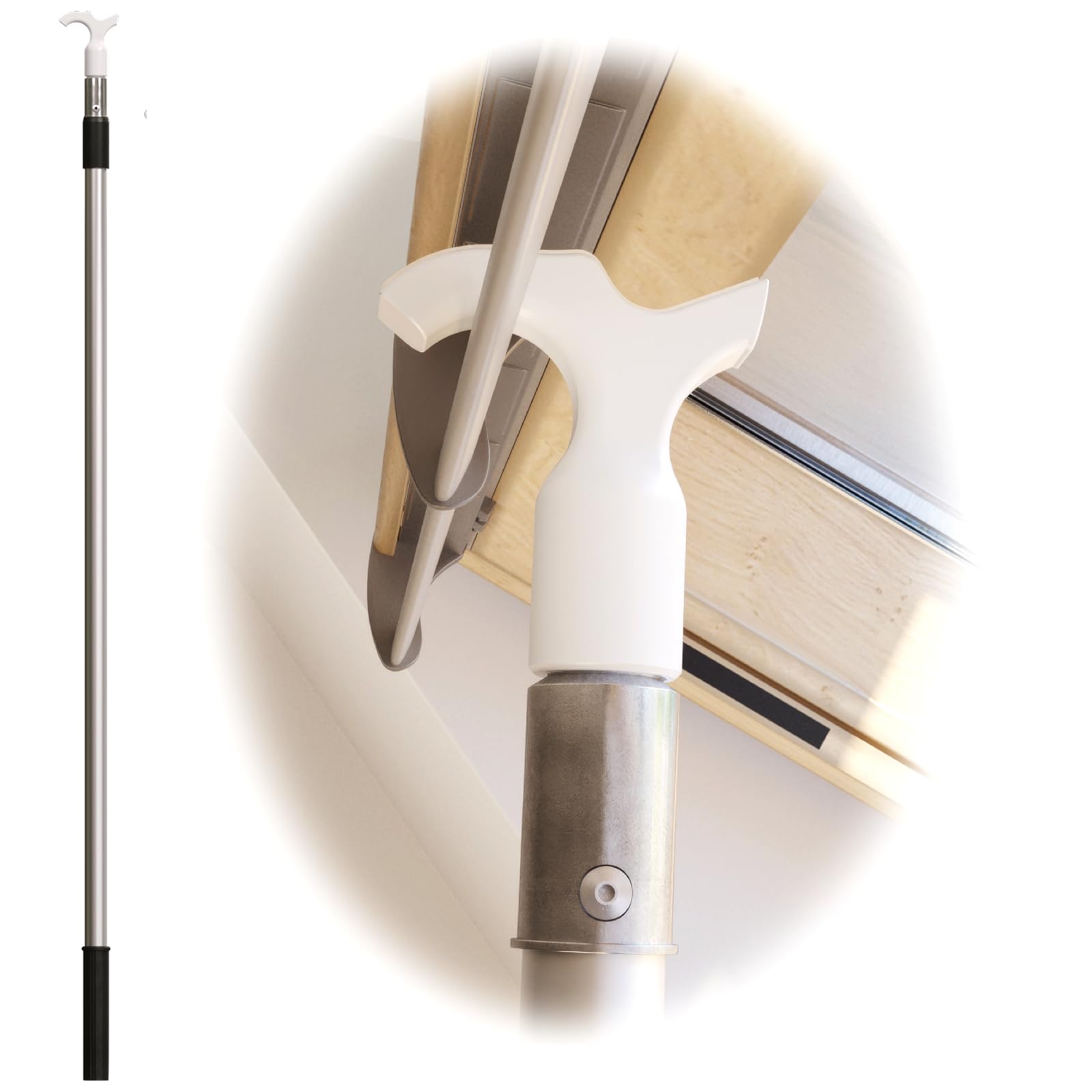 Clear Sky Telescopic Window Opener Pole | Compatible with Velux Skylight Roof Windows and Blinds | 2m Rod | Extra Strong Hook
