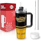 Pittsburgh 30 oz Tumbler with Handle and Straw,Car cup,Coffee Mug,100% Leakproof Insulated Tumbler with Lid and Straw,Made of Stainless Steel,Cup Holder Friendly Base,Classic Collection Gifts for Fans