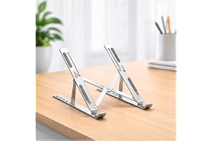 Portable Foldable Laptop Stand, Aluminum Alloy Adjustable Height Laptop Riser for Desk, Ergonomic Laptop Holder with Carry Po