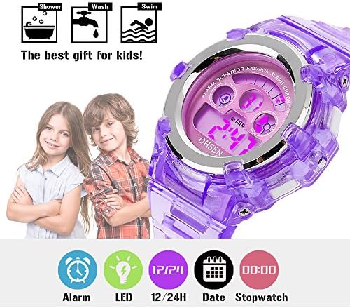 Kids Watches Outdoor Sports Children Watch Stopwatch Quartz Watches Boy Girls 7 Colors LED Digital Watch