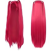 kowgical Long Straight Hot Pink Wig for Women, Costume Cosplay with Bangs for Party Gifts, Dance Cosplay Accessories Props