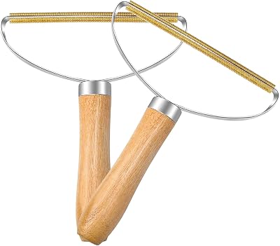MOTONG 2 Pack Lint Remover with Wooden Handle Copper Blade Carpet Shaver