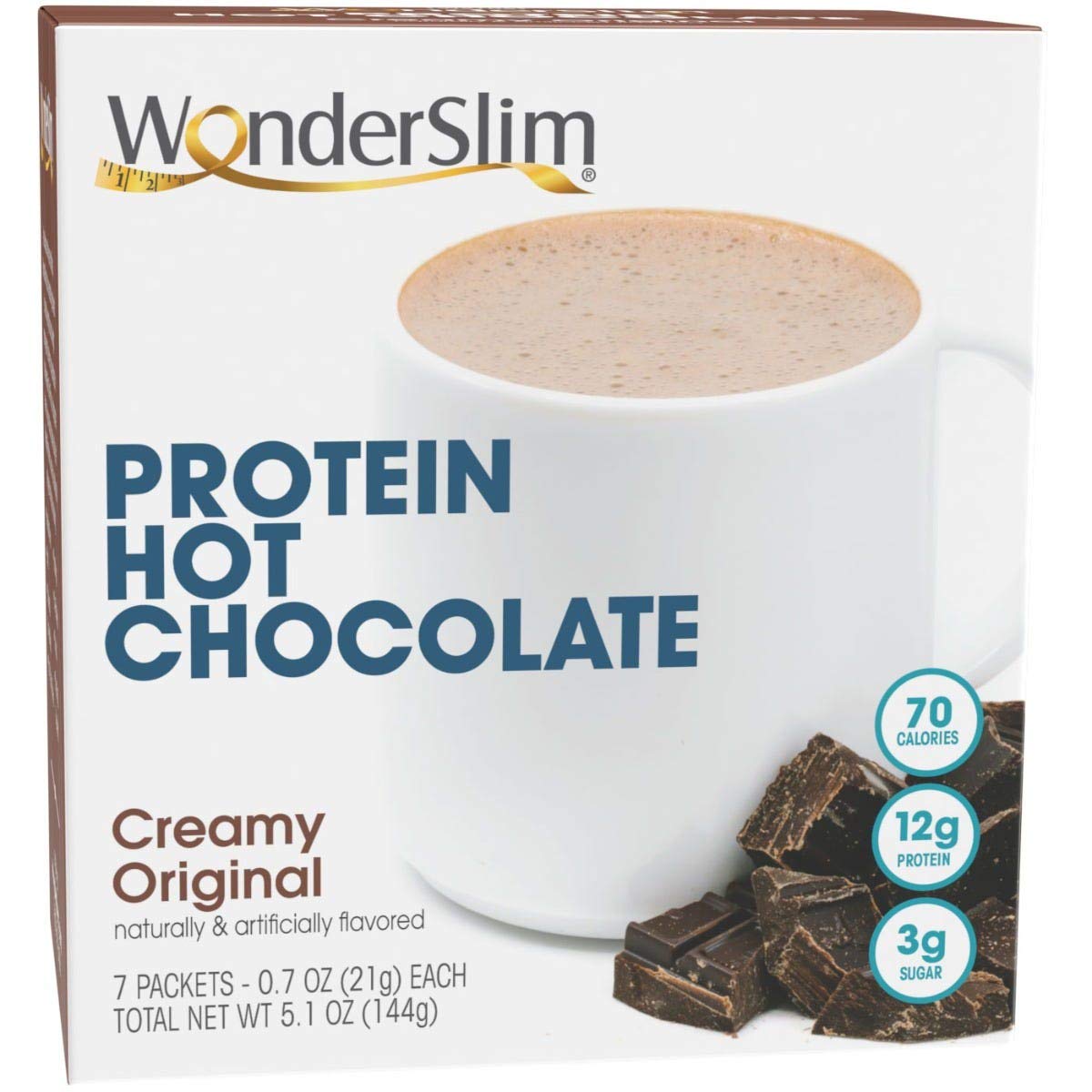 WonderSlim High Protein Hot Cocoa - Low Carb, KETO Friendly, Instant Hot Chocolate Mix with 12g Protein, Low Sugar, Diabetic Friendly, Low Calorie, Low Fat, (7 Count) - 12 Box Value pack Save 20%