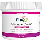 Pura 1st Vitamin Therapy 4 Fl oz Massage Cream, Vitamin E, Professional, Massage Therapy, Deep Tissue, Unscented, Hypoallergenic, Natural Ingredients, Skin Hydrating, Moisturizing, Muscle Relief