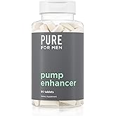 Pure for Men Pump Enhancer | Pre Workout Supplement for Muscle Pump, Stamina and Increased Blood Flow | Nitric Oxide Booster with L-Arginine & L-Citrulline | Focus and Energy Support | 90 Count