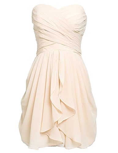 Clearbridal Damen Mini Chiffon Ballkleid Ein-Schulter Abendkleider Faltenrock Abschlussballkleider CSD427