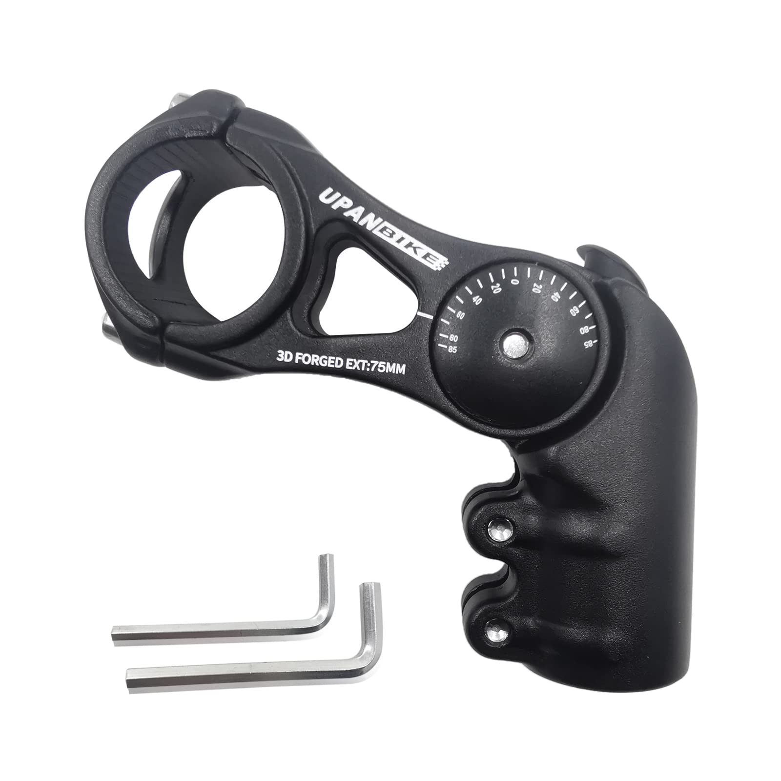 UPANBIKE Bike Stem Adjustable 31.8mm 130 Degree 75mm 95mm 130mm Aluminum Alloy Handlebr Riser Extender for MTB BMX Mountain Bike Road Bike (Black 31.8 * 75)