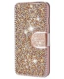 iPhone 10 Case,iPhone X Wallet Case,FLYEE [Kickstand] Bling Rhinestone Flip Case Magnetic Crystal Protective Leather with Card Slot for Apple iPhoneX iPhone10 Rose gold