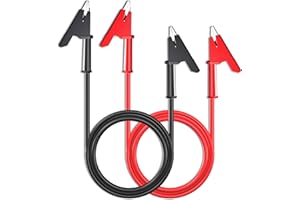 CNHIDEE Dual-Ended Alligator Clip Electrical Test Leads, 14 Gauge 1000V 15A 3.5ft/1M Jumper Wires Clips, Flexible Protective Copper Cable Crocodile Clip, Wires with Insulators Gator Clips for Testing 2PCS