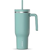 Hydrapeak Voyager 40 Oz Stainless Steel Tumbler with Handle, Insulated Water Bottle With Straw & Lid, Cupholder Friendly Reusable Travel Mug (Pale Sage)