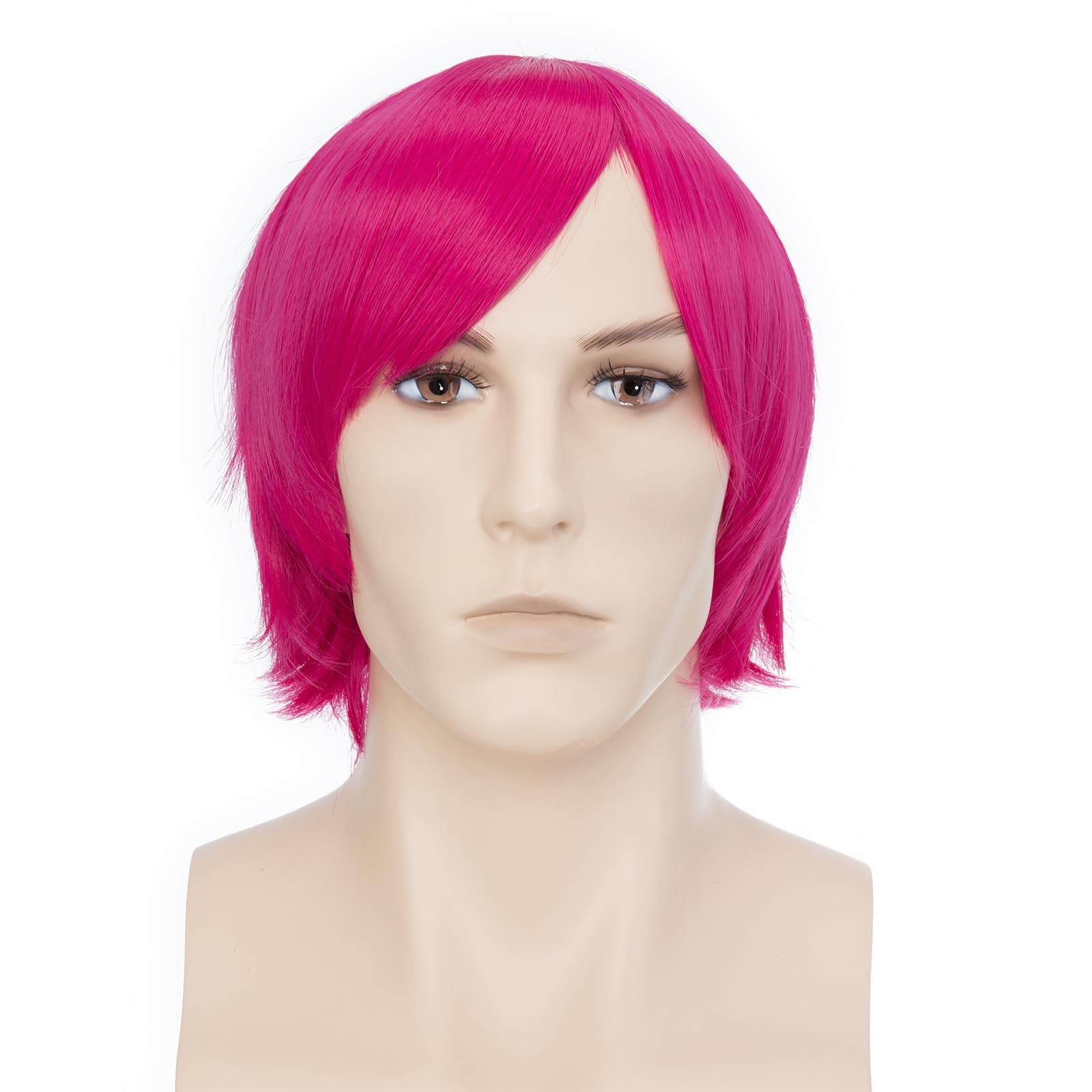 BUYOGET Cosplay Wigs Short Rose Straight 8 Inches Universal Costume Wigs for Men Women Halloween — image 1