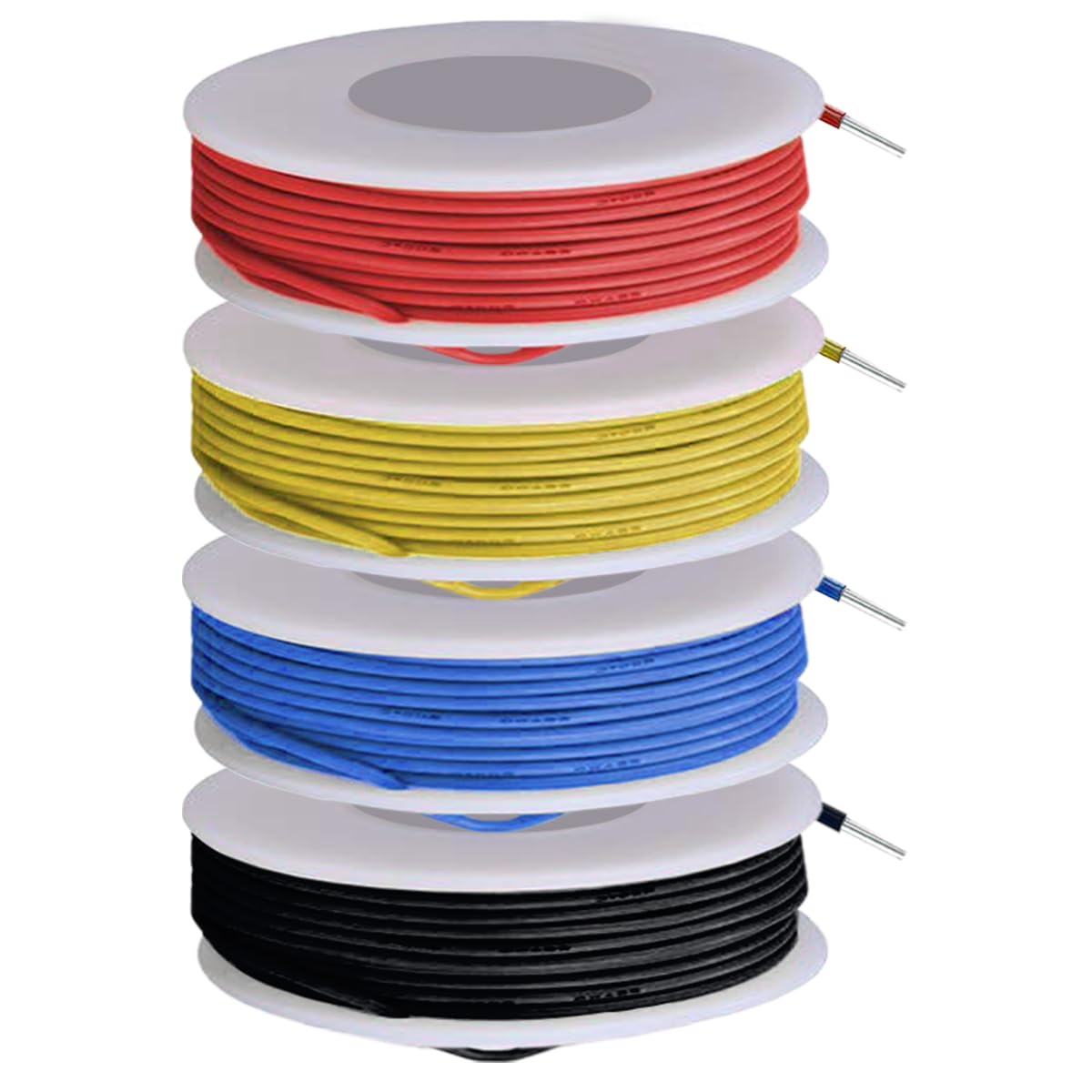 MKBKLLJY 20 Gauge Solid PVC Electrical Wire 300V - 20AWG Insulated Tinned Copper Hook Up Cable 4 Colors (Red/Yellow/Blue/Black) 5m/16.4ft Each for Electronics DIY