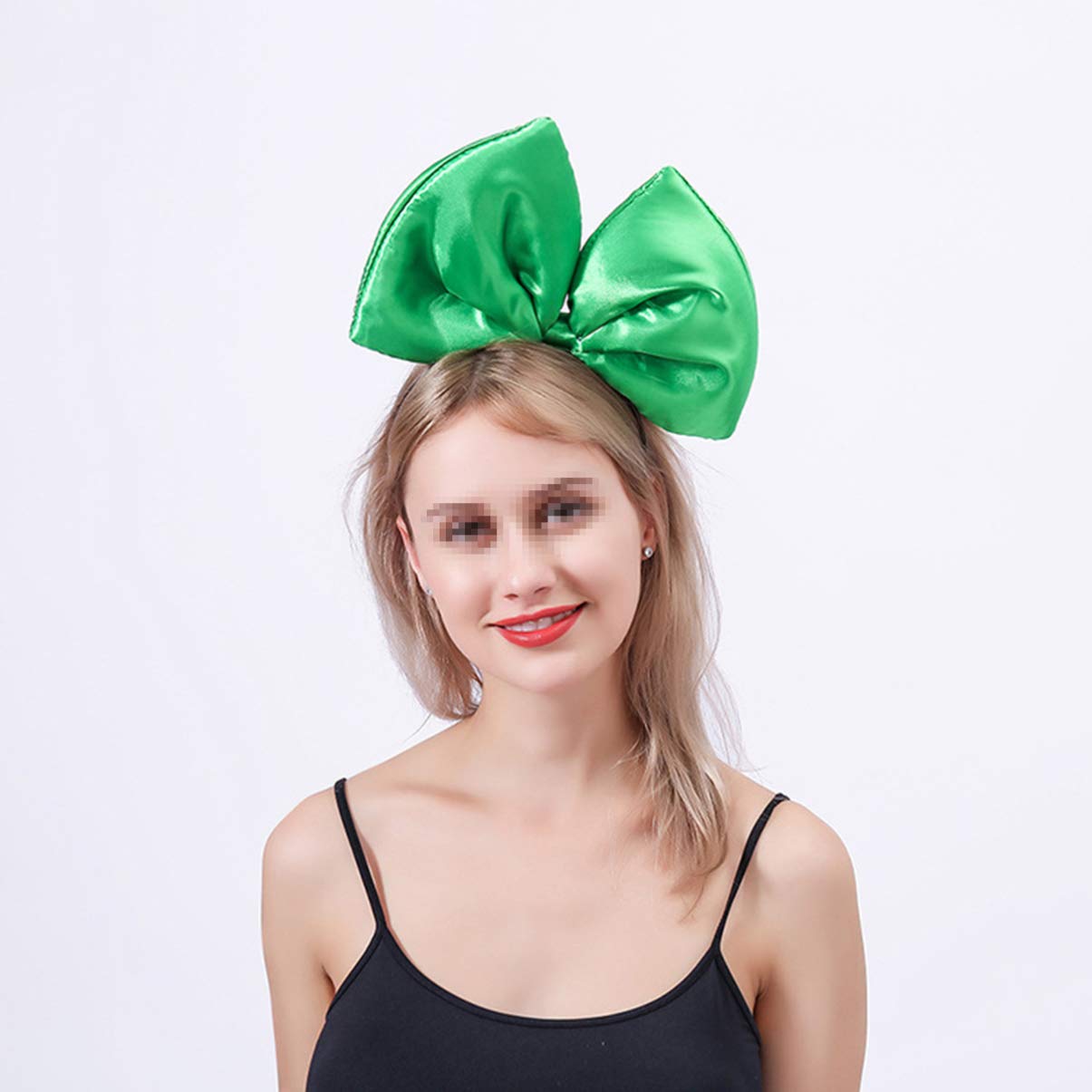 Minkissy Huge Bow Headband Candy Colored Hair Hoop Party Props Lovely Large Bowknot Hairband Party Props for Woman Girl(Green)
