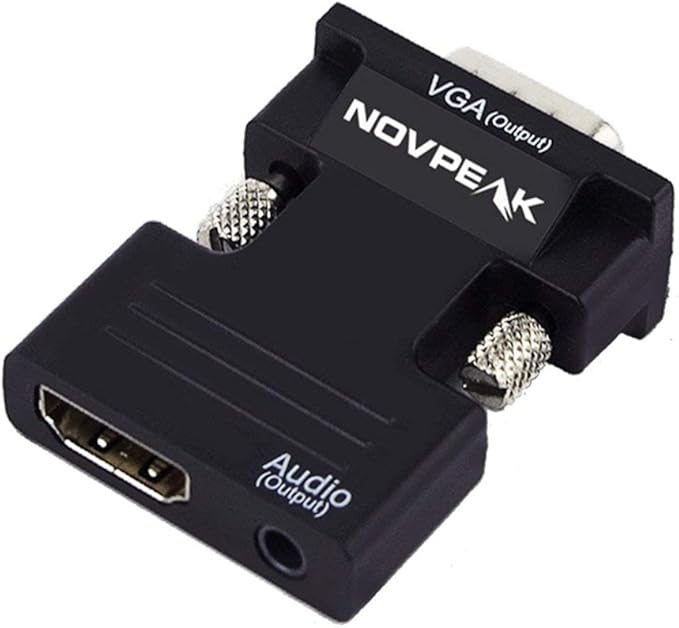 Amazon Co Jp Novpeak Hdmiメス Vgaオス変換アダプタ 1080p ドングル 3 5mm ステレオオーディオケーブル ブラック ブラック Upd54b E03a 家電 カメラ