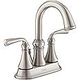 Moen Wetherly Spot Resist Brushed Nickel Two-Handle Centerset Bathroom Faucet with Drain Assembly, WS84850SRN