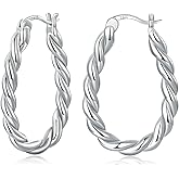14K Gold Plated Oval Hoop Earrings for Women 925 Sterling Silver Post Twist Huggie Hoop Earrings Hypoallergenic Lightweight Hoop Earrings Jewelry Gifts