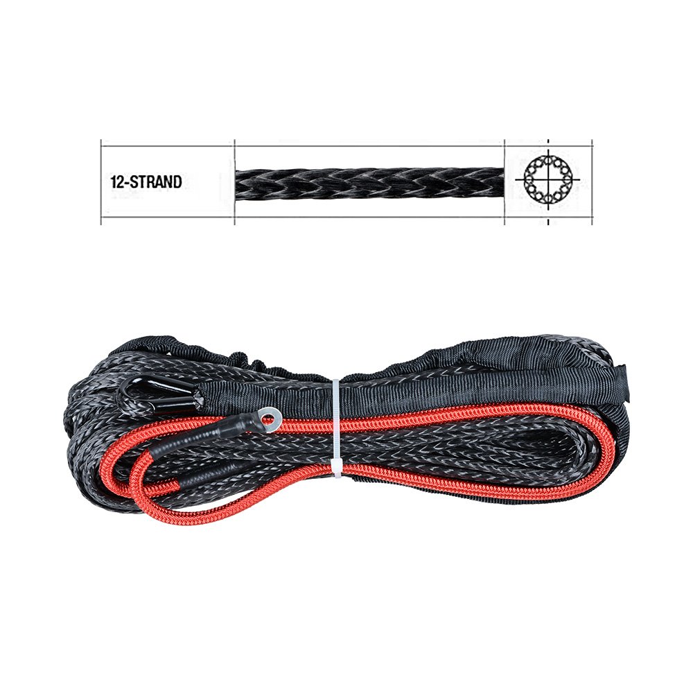 1pc 50ft 3/16 Black 22 Heat Guard Synthetic Winch Rope Cable 5400LBS w
