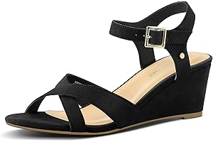 PIZZ ANNU Women's Wendy Low Wedge Sandals Ankle Strap Espadrille Open Toe Casual Summer Women Wedge Heels Shoes