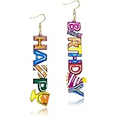 WCRAZYE Happy Birthday Dangle Earrings for Women Cute Funny Acrylic Sparkle Letter Birthday Cake Glitter Drop Earrings Celebration Birthday Holiday Party Jewelry Gifts