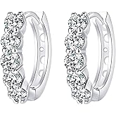Moissanite Hoop Earrings, Huggie Hoops Sterling Silver Hoops Earrings for Women