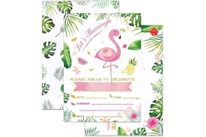 WERNNSAI Flamingo Party Invitations with Envelopes - 20 Pack Summer Birthday Invitations Tropical Pool Party Invites Cards fo