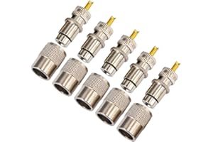 onelinkmore PL259 Coax Connectors PL259 UHF Male Solder Coax Connectors with Reducer Low Loss RF Adapter for RG8X RG8 Coaxial
