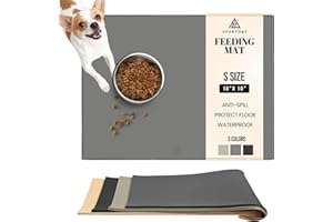 AVERYDAY 18x10'' Silicone Dog Mat for Food and Water, 0.63'' Edge Dog Food Bowl Mats for Floor Waterproof, Dogs Water Mat for Sloppy Drinker, Non Slip Rubber Pet Feeding Mats for Indoor Dogs and Cats
