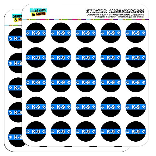 Thin Blue Line K-9 Unit Paw Prints Police 1" Planner Calendar Scrapbooking Crafting Stickers - Opaque