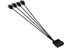 ELFJMZP Molex to 4 Pin Fan Cable 2 Pack 12V Full Speed PC Fan Power Splitter, 2PCS 4-Pin Adapter for ATX PSU Case Cooling 30c