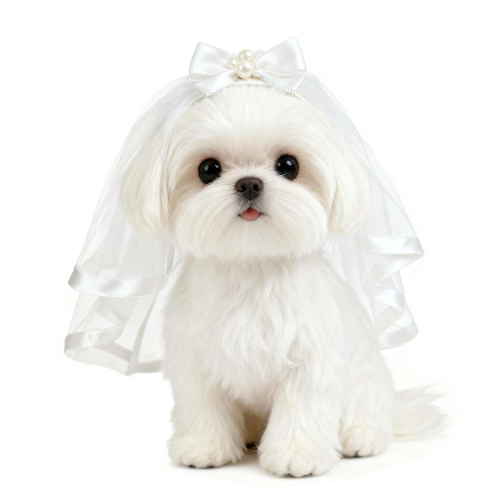 FLAdorepet Veil For Dogs Small Dog Pet Cat Wedding Veil Dress Bride Costume Dog Hair Bow Clips Hairpin Headwear Dog Hair Accessories (S, A-White)
