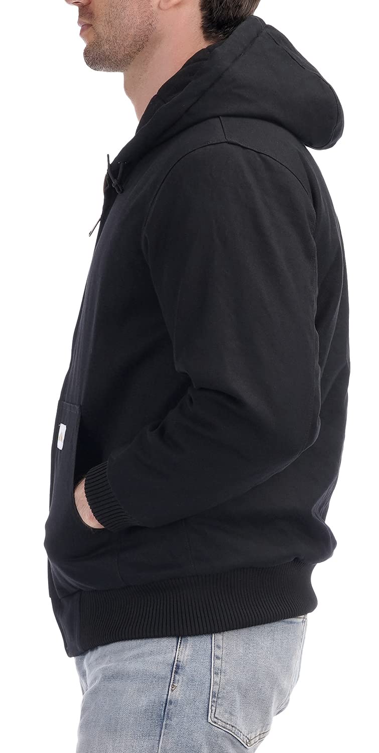 TUAOVA Men's Loose Fit Quilted Flannel Lined Workwear Waterproof Active Jacket Hooded Work Coat